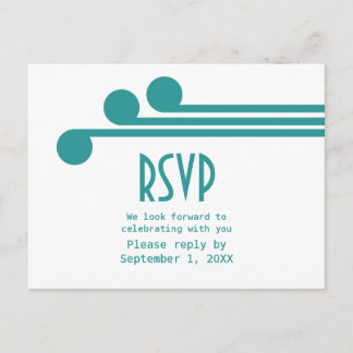 Invitación Postal RSVP de Moda de Deco simple verde azulada
