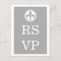 Postal RSVP de moda Fleur De Lis, Gris