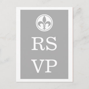 Invitación Postal RSVP de moda Fleur De Lis, Gris