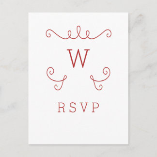 Invitación Postal RSVP de Monograma Británico Furioso Rojo