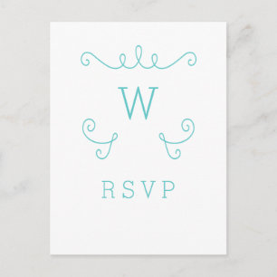 Invitación Postal RSVP de Monograma verde azulado con sabor c