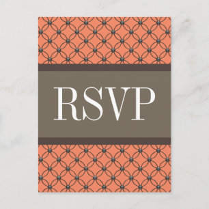 Invitación Postal RSVP de naranja Fancy Lattice