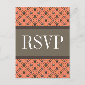 Invitación Postal RSVP de naranja Fancy Lattice