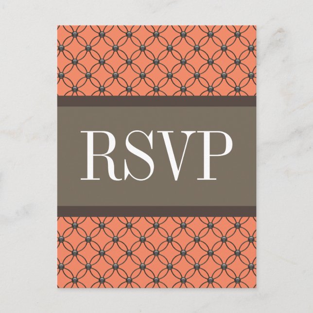 Invitación Postal RSVP de naranja Fancy Lattice (Anverso)