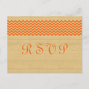 Invitación Postal RSVP de naranja Rustic Chevron