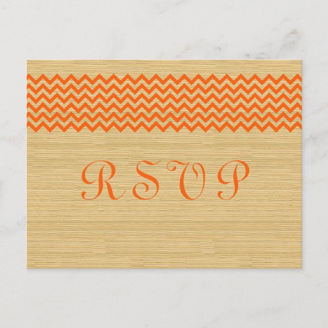 Invitación Postal RSVP de naranja Rustic Chevron (Anverso)