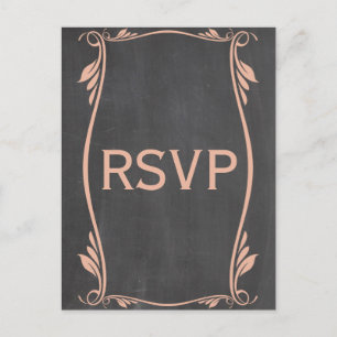 Invitación Postal RSVP de Peach Flourish Chalkboard