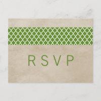 Postal RSVP de Quatrefoil Rústico Verde