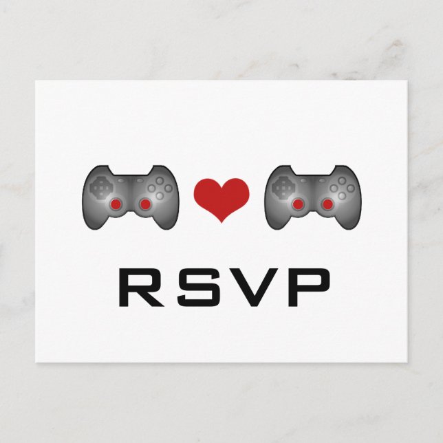 Invitación Postal RSVP de Red Cute Gamer (Anverso)