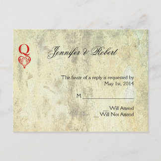 Invitación Postal RSVP de Reina de Corazones
