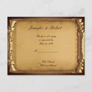 Invitación Postal RSVP de una boda horaria