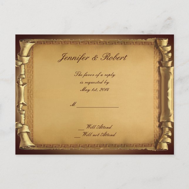 Invitación Postal RSVP de una boda horaria (Anverso)