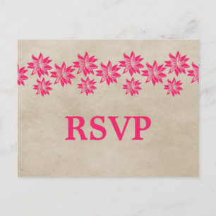 Invitación Postal RSVP de Vintage floral rosa