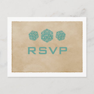 Invitación Postal RSVP del jugador de dados del Grunge verde 