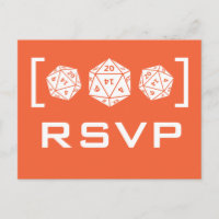 Postal RSVP del jugador de dados naranja D20