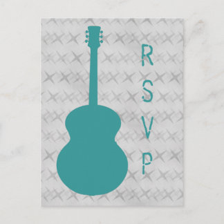 Invitación Postal RSVP Grunge de guitarra verde azulada