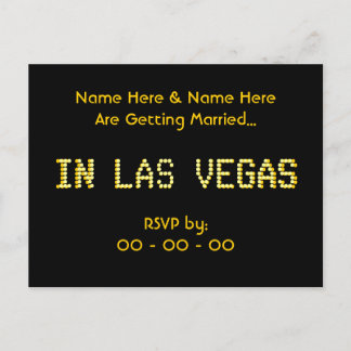 Invitación Postal RSVP. Negro y amarillo. Boda de Las Vegas.
