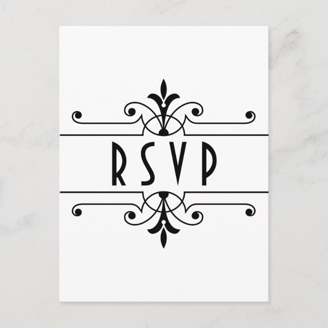 Invitación Postal RSVP Ornamental de Ebony v2 (Anverso)
