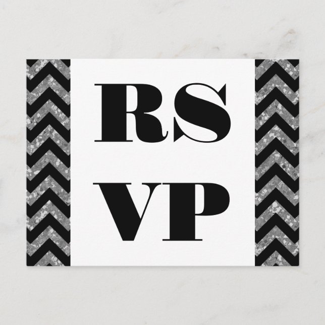 Invitación Postal RSVP Purpurina de cheurón (Anverso)