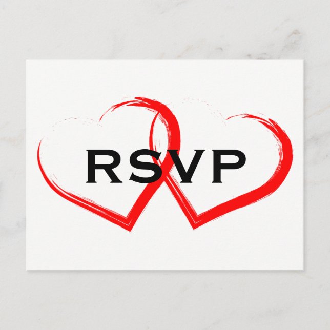 Invitación Postal RSVP RSVP de pincel rojo (Anverso)
