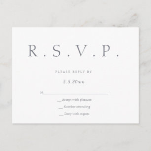 Invitación Postal simple con letras grises de boda rsvp