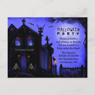 Invitación postales - Casa embrujada de Halloween