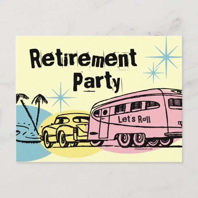 Invitación postales de Fiesta de retiro de remolqu (Anverso)