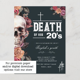 Invitación postales, muerte de su cumpleaños de 20