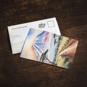 Invitación Postcarta de acuarela de Mout Kilimanjaro Tanzania