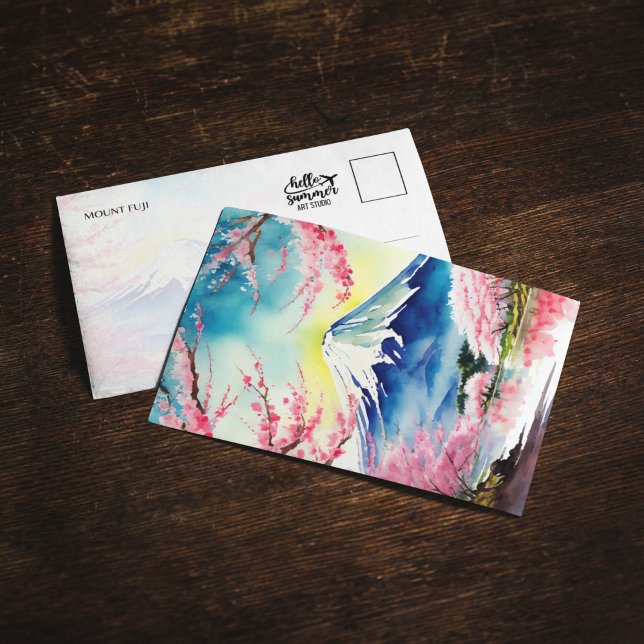Invitación Postcarta de acuarela del Monte Fuji Japón (Subido por el creador)