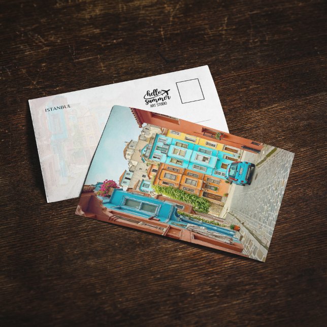 Invitación Postcarta de la acuarela turca de Balat Istanbul (Subido por el creador)