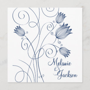 Invitación Poste blanco de los remolinos florales de la