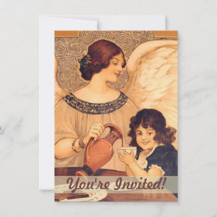 Invitación Póster Antiguo de Ángel de Chocolate Francés: Arte