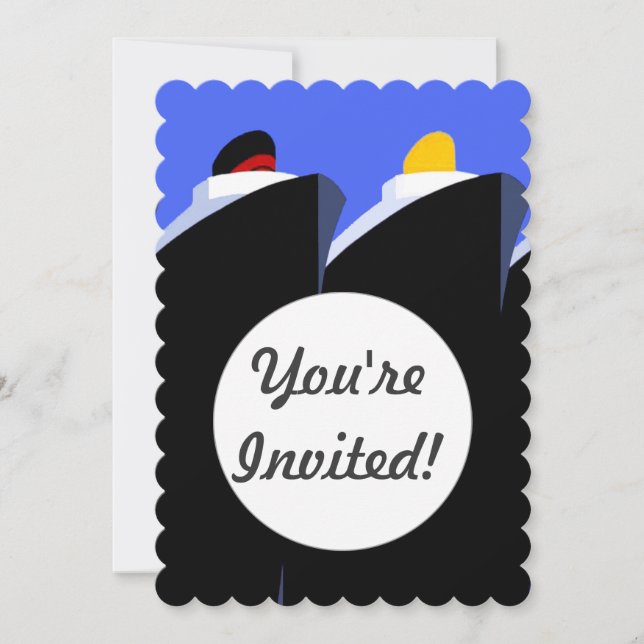 Invitación Póster Art Déco de Barcos de Crucero Antiguos (Anverso)