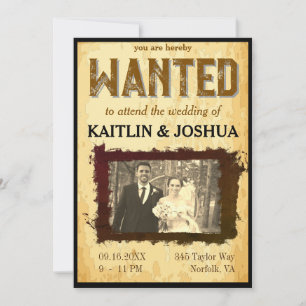 Invitación Poster buscado 💍 Boda de temas occidentales