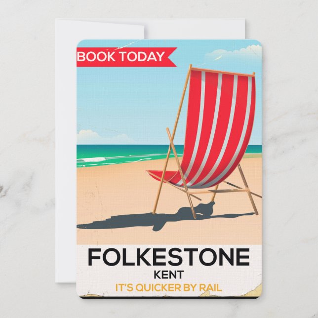 Invitación Poster costero de Folkestone Kent (Anverso)