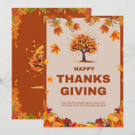 Invitación Póster de árbol de Acción de Gracias de otoño