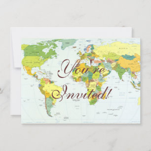Invitación Póster de Atlas Mapa Mundial Político: Decoración 
