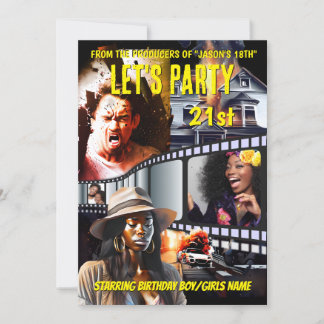 Invitación Poster de cine DIY foto drama adultos fiesta