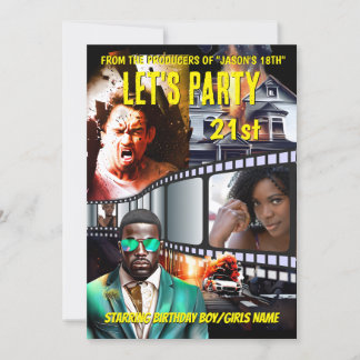 Invitación Poster de cine DIY foto héroe espionaje adultos