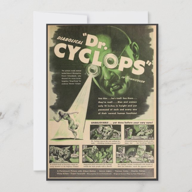 Invitación Poster de cine Dr. Cyclops (Anverso)