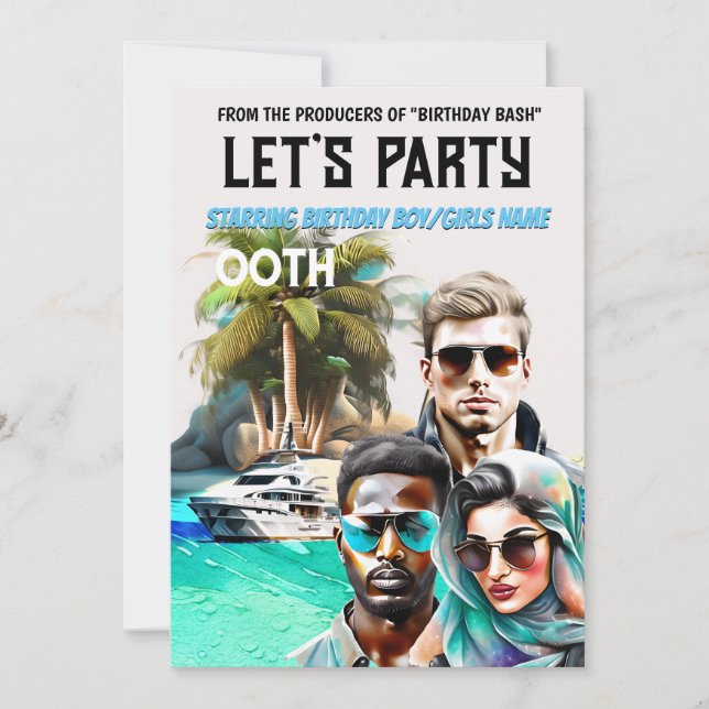 Invitación Poster de cine espionaje evento de cumpleaños para (Anverso)