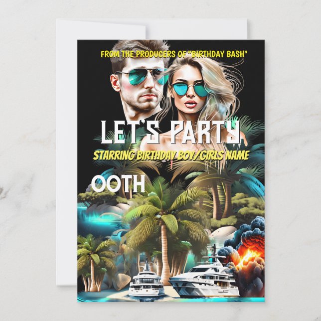 Invitación Poster de cine playa próspera aventura yate adulto (Anverso)