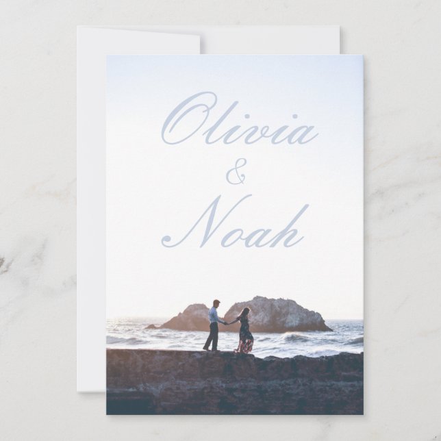 Invitación Poster de cine simple Boda de fotografía azul mode (Anverso)