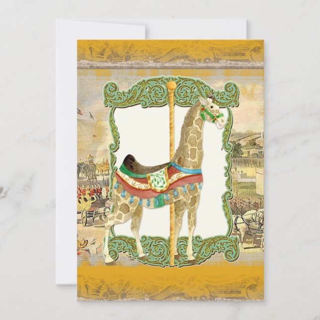 Invitación Poster de circo vintage, Giraffe Baby Shower (Anverso)