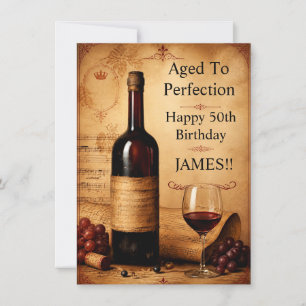 Invitación Póster de cumpleaños de vino vintage envejecido a 