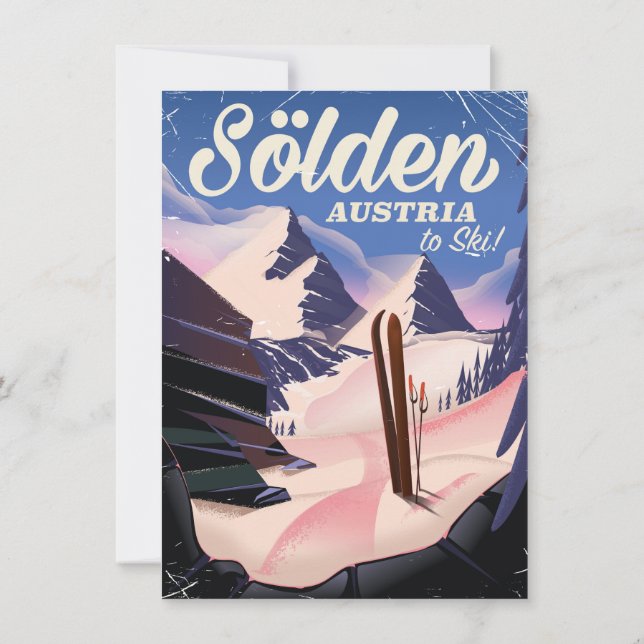 Invitación Poster de esquí de época de Sölden Austria (Reverso)