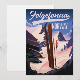 Invitación Póster de esquí Folgefonna noruega.