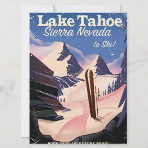 Invitación poster de esquí vintado Lake Tahoe sierra nevada