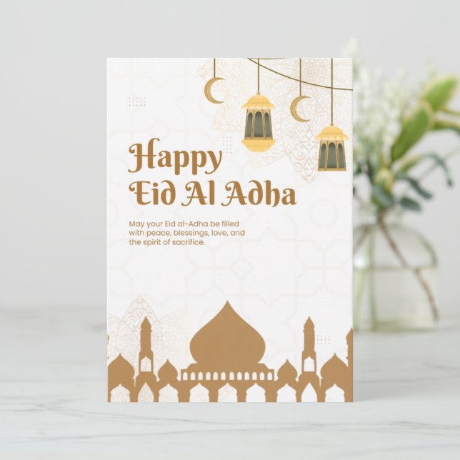Invitación Póster de felicitaciones elegante para Eid Al-Adha (Anverso de pie)